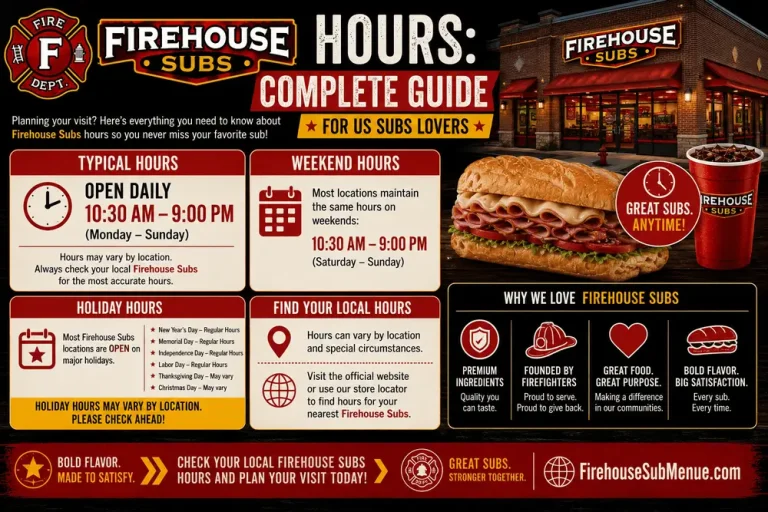 Firehouse Subs Hours: Guide to Opening, Closing, and Holiday Schedules 22 Firehouse Subs Hours