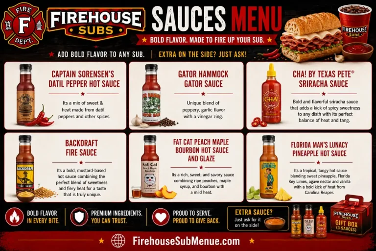 Firehouse Subs Sauces Menu with Prices and Pictures