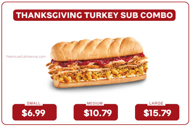 Thanksgiving Turkey Sub Combo - Prices, Nutrition & Allergens 2 Thanksgiving Turkey Sub Combo