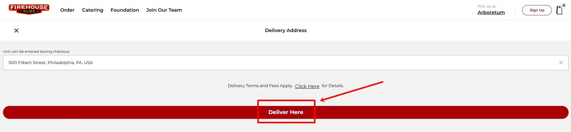 How to Order Firehouse Subs Online in 2026 (Step-by-Step Guide) 7 Click "Deliver Here"