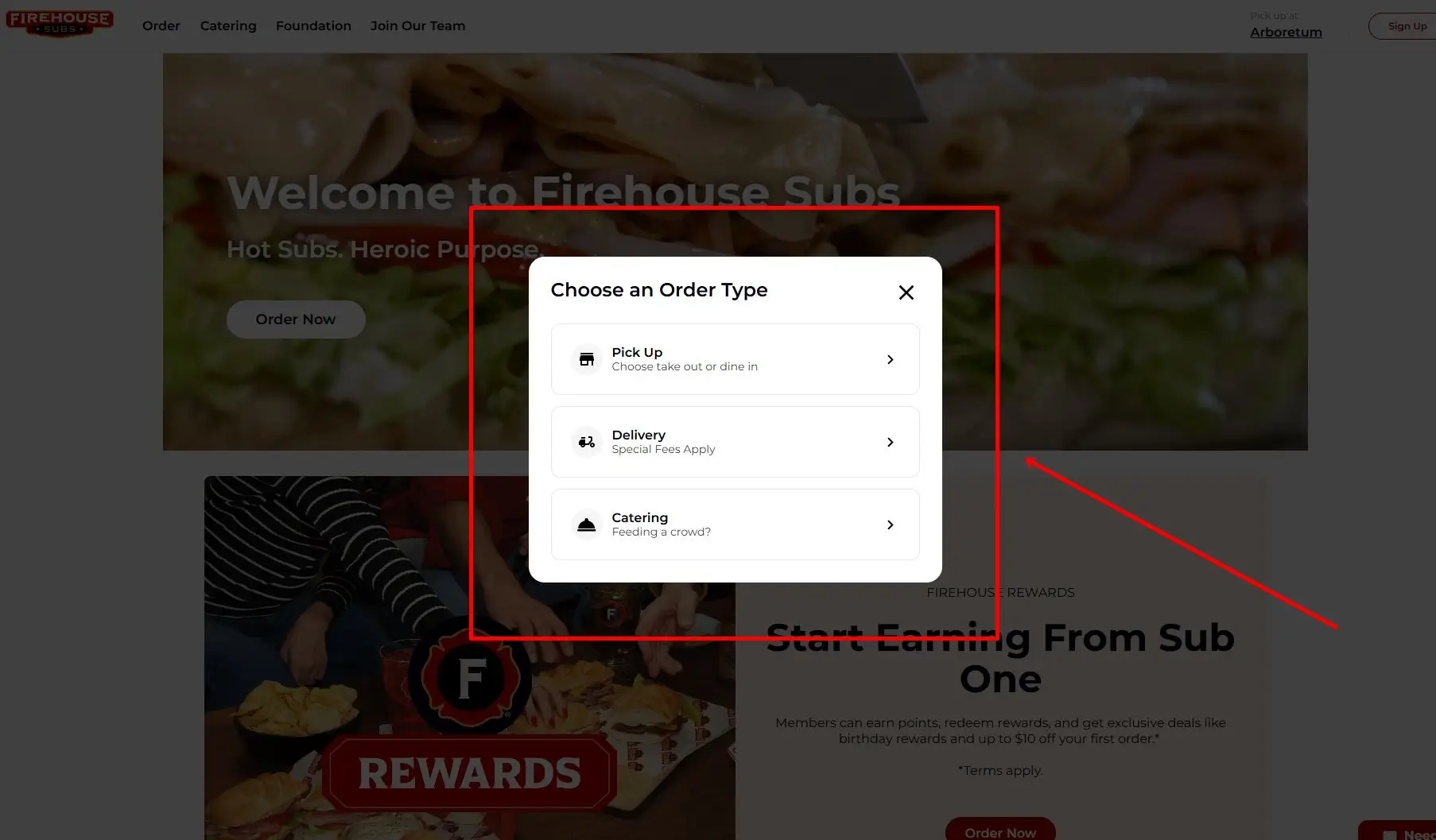 How to Order Firehouse Subs Online in 2026 (Step-by-Step Guide) 4 Main Order Page of Firehouse Subs