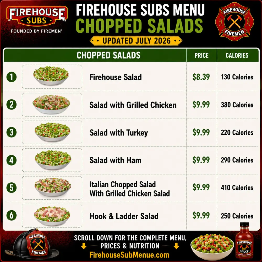 Firehouse Subs Menu | Prices, Pictures & Nutrition Info 2026 188 Firehouse Subs Menu Chopped Salads