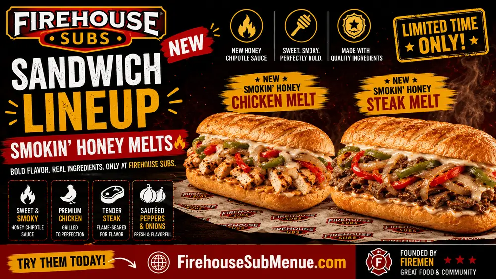 Firehouse Subs New Sandwich Lineup: Smokin' Honey Melts 1 Firehouse Subs New Sandwich Lineup
